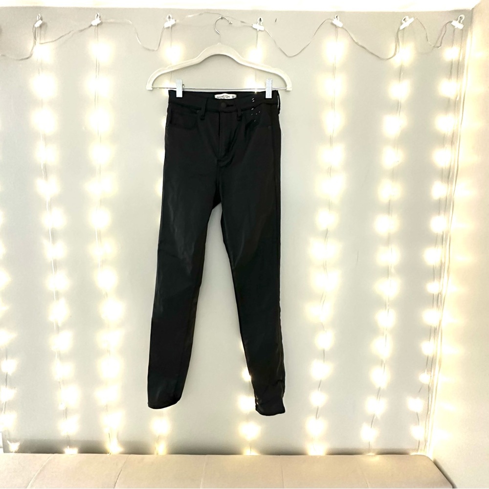 A&F Super Skinny Ankle High Rise Jeans, Coated Black